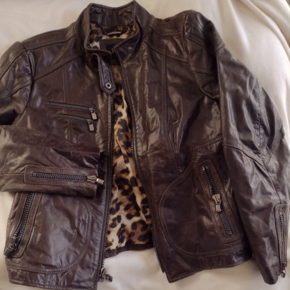 Women's Laundry leather jacket brown LP